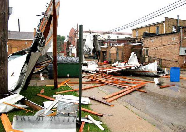 behind main st. buildings